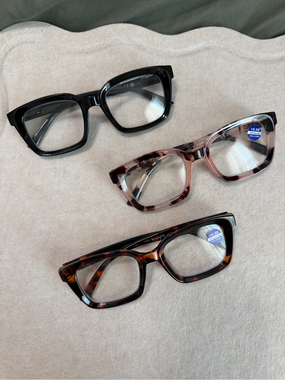 Classic Rectangular Reading Glasses for Women- Black, Tortoise, and Pink
